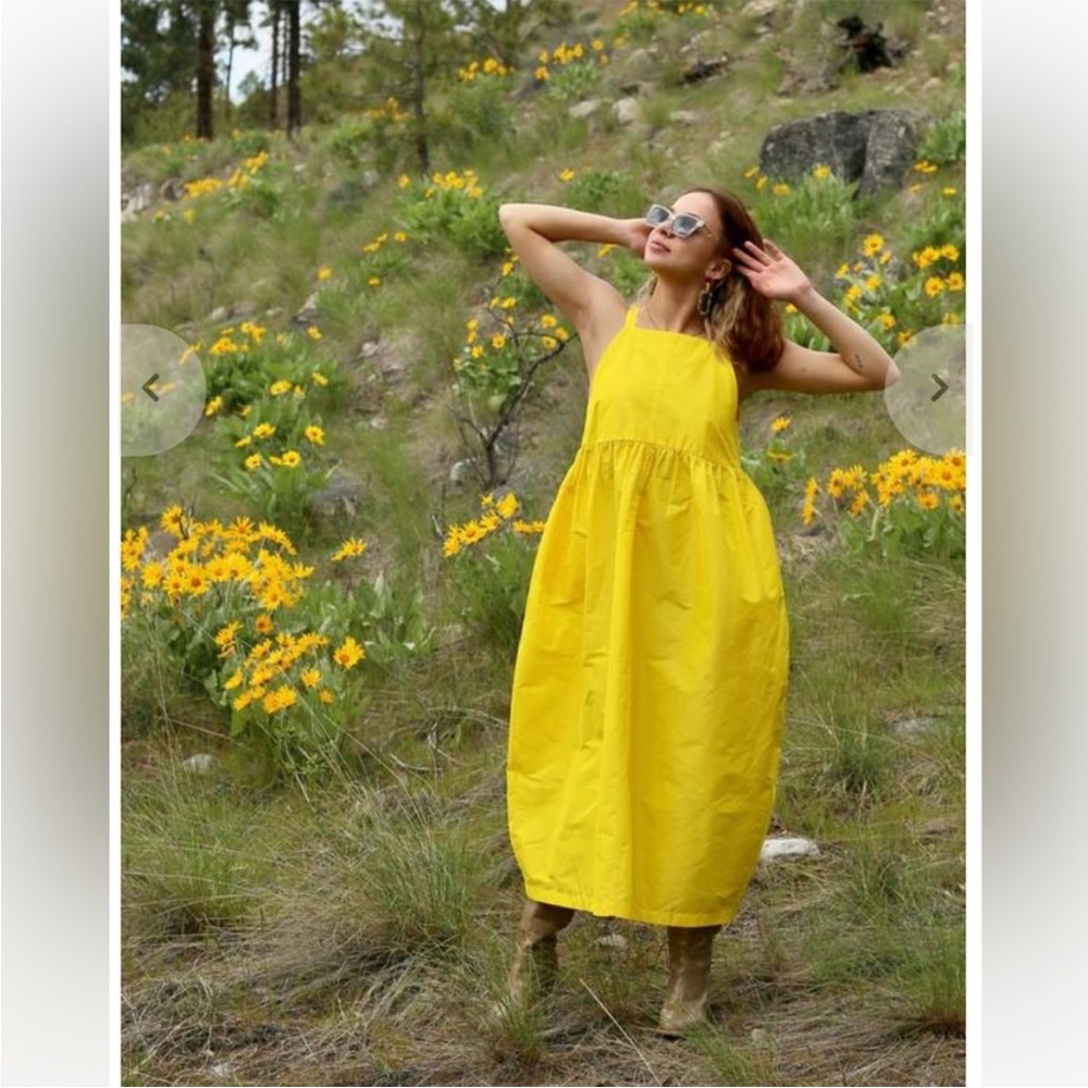 Rachel Comey Fresco Silk cocoon dress oversized lagenlook barrel yellow